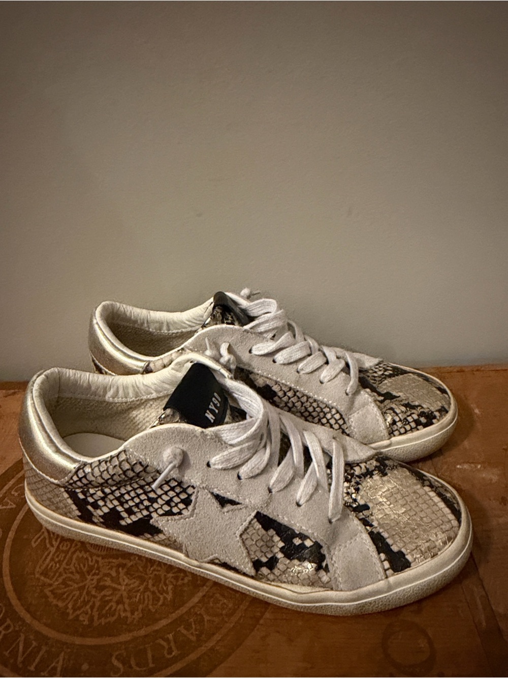 Steve Madden Snake-Print Star Sneakers